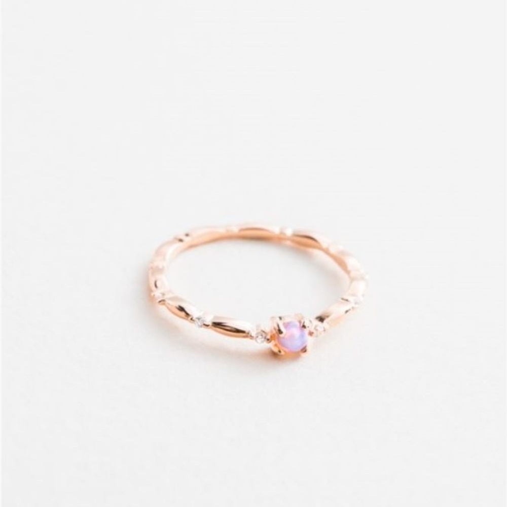 Pink Opal Rose Gold Ring 14K Plated over Sterling